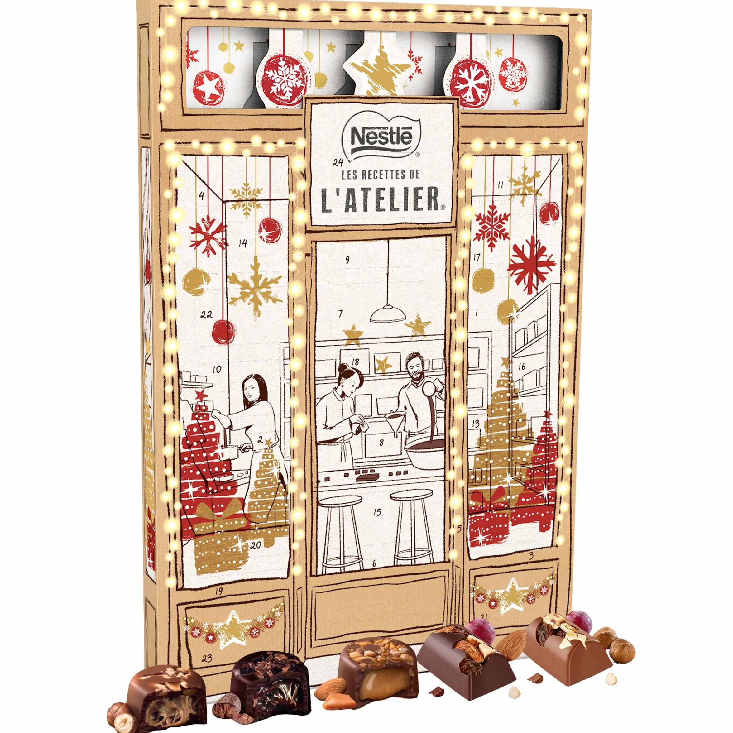 Nestlé Les Recettes de l'Atelier - Calendrier de l'Avent Chocolat de Noël - 279 g