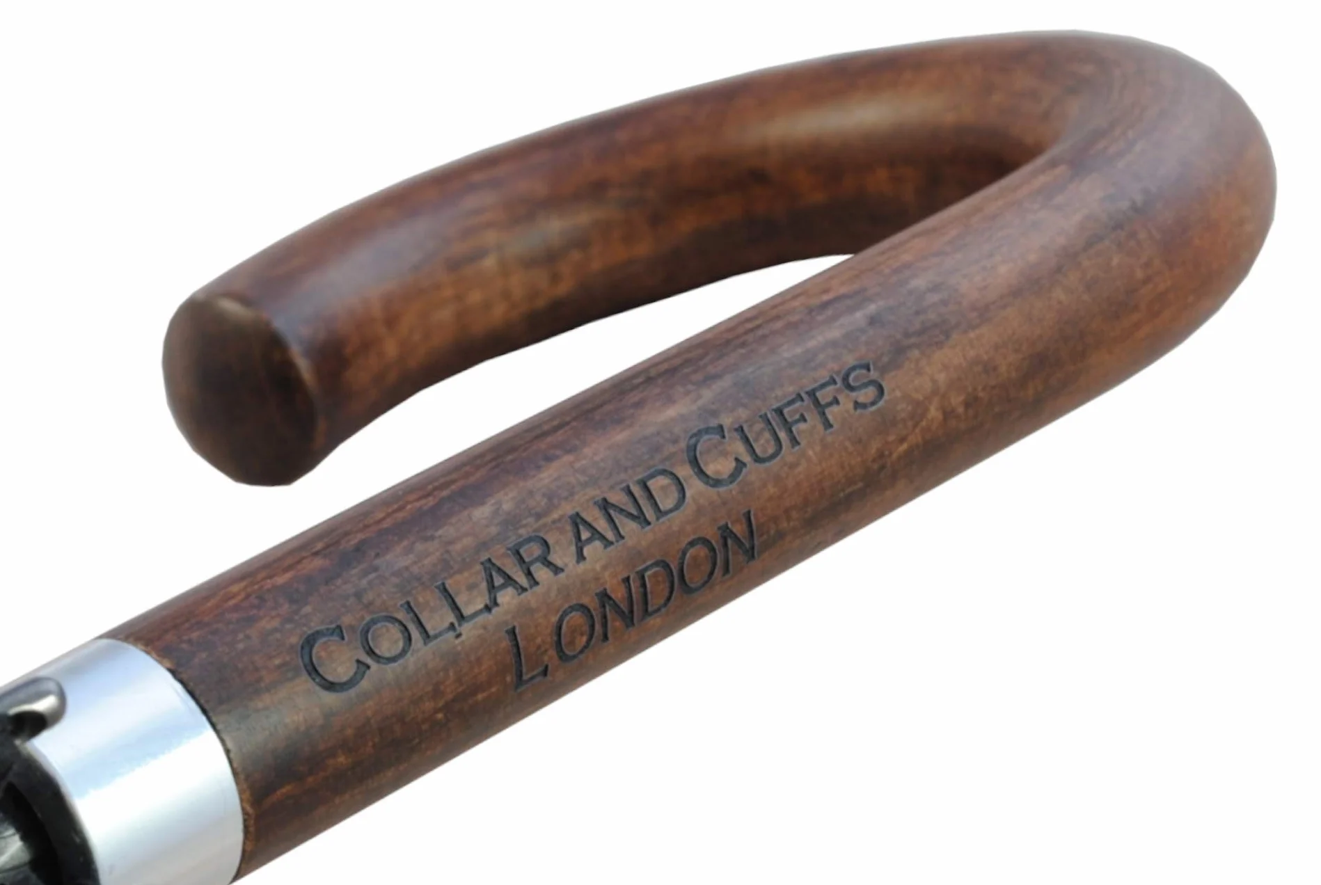 COLLAR AND CUFFS LONDON Parapluie Canne Solide Tempete Homme Femme - 24 Baleines Resistant Vent Fort Automatique - Grande Taille XL - Poignée en Bois - Renforcé Avec Fibre de Verre