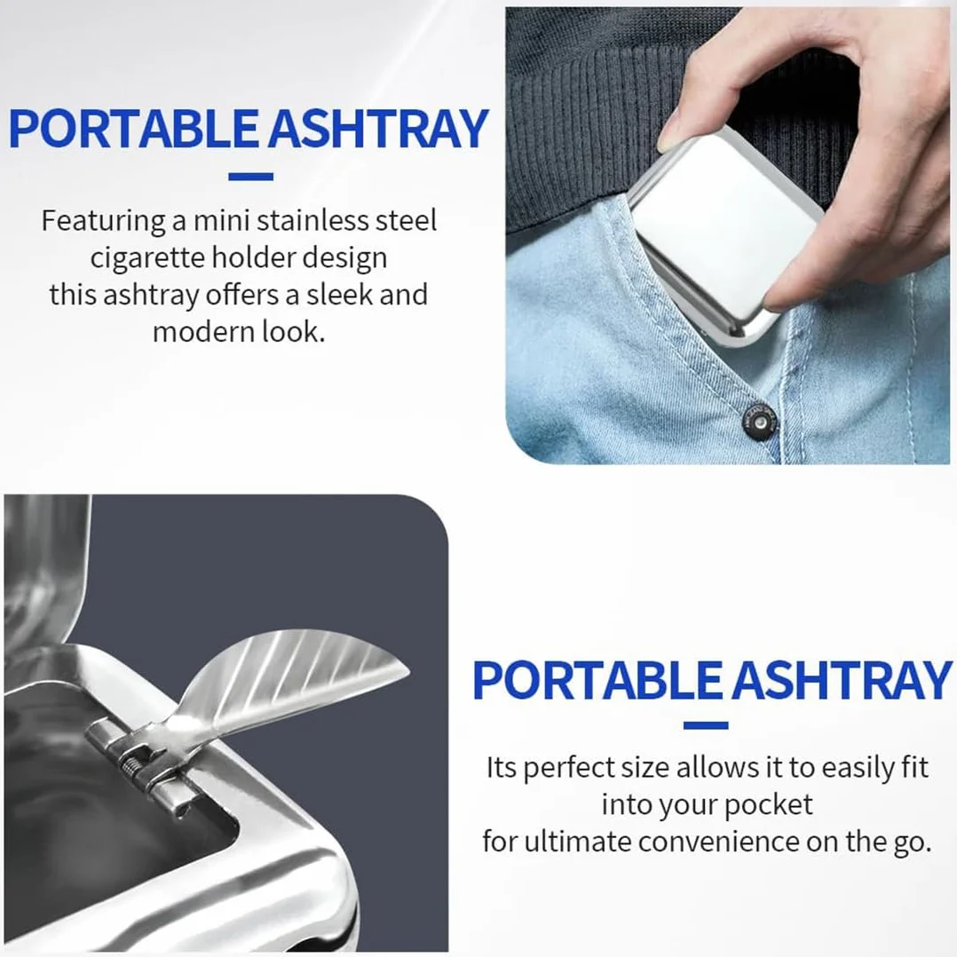 Cendrier Portable Anti Odeur en Acier Inoxydable Mini pour Intérieur Extérieur Voiture