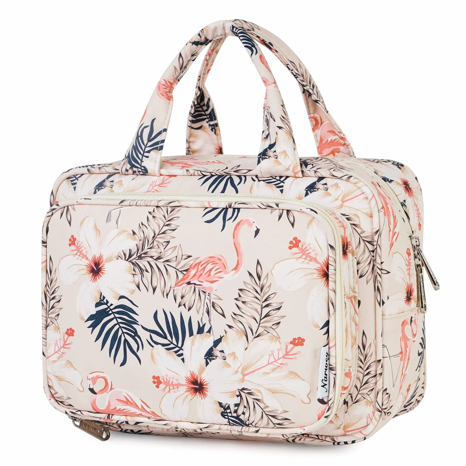 Narwey Trousse de Toilette Grande Femme Sac de Voyage Maquillage Organisateur Flamant
