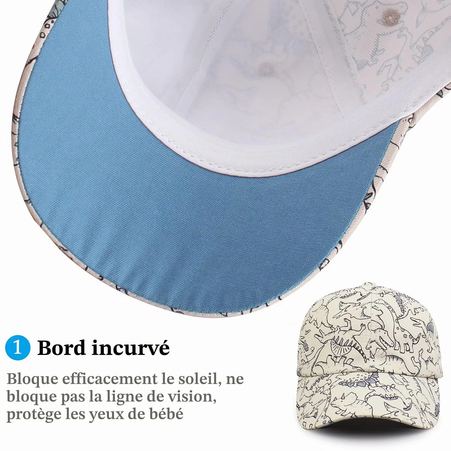 XIAOHAWANG Chapeau De Soleil pour Enfant Dinosaur Casquette De Baseball Été Réglable Garçon Fille