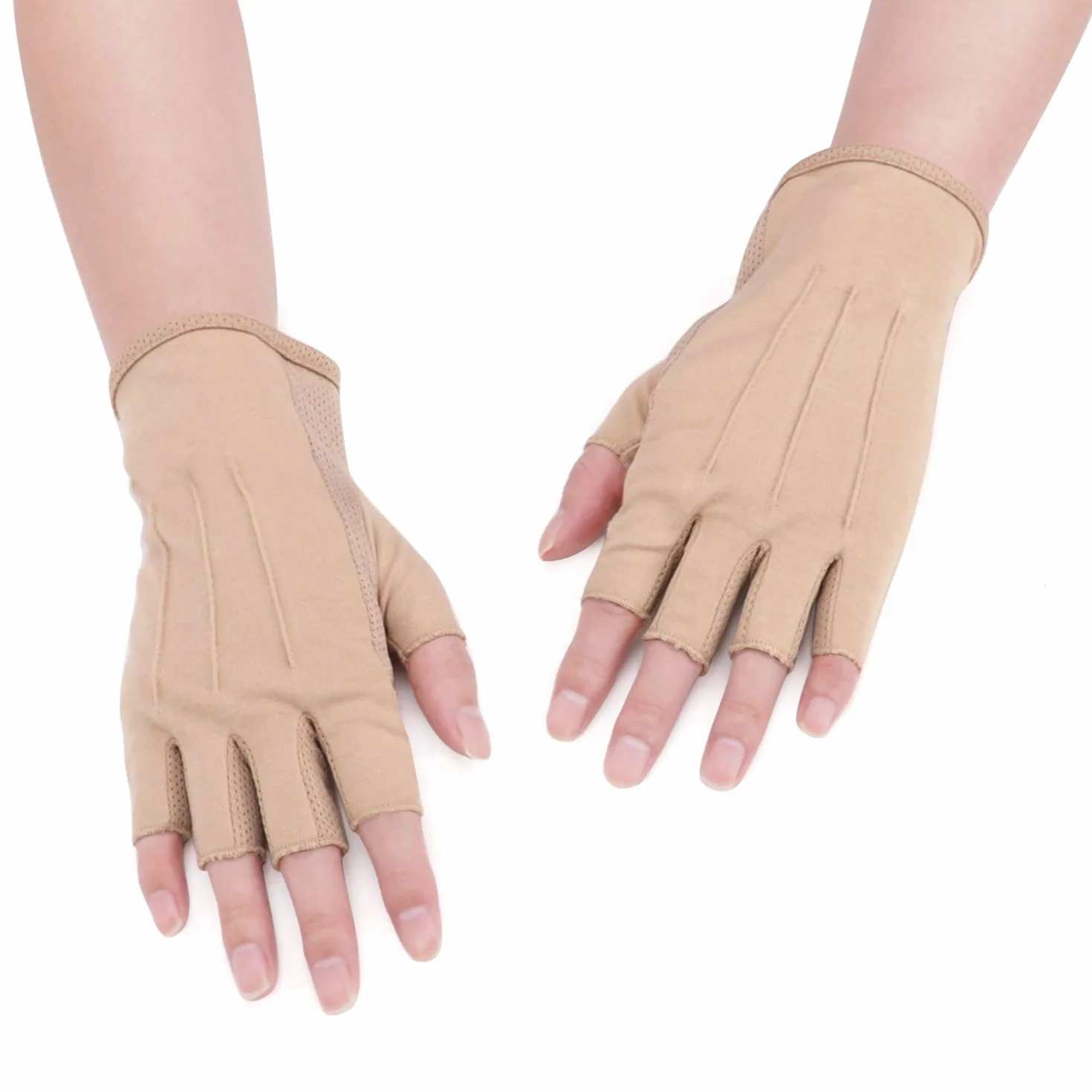Gants de Conduite Homme Été Protection Solaire Antidérapants Demi-Doigts à Écran Tactile Mitaines en Coton Doux Respirant pour Cyclisme Camping