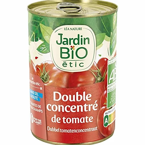 JARDIN BIO ÉTIC DOUBLE CONCENTRÉ DE TOMATES BIO 140G, JARDIN BIO ETIC, LOT DE 5