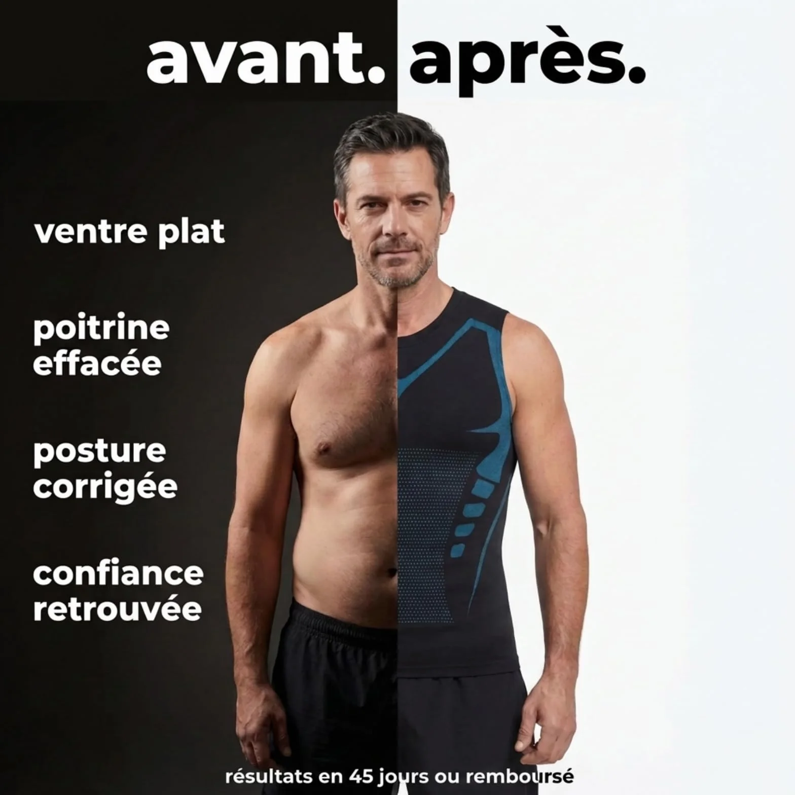 Shape Power Homme Débardeur de Compression Gaine Amincissante Modelante Tissu Respirant Body Shaper Tourmaline Ionique