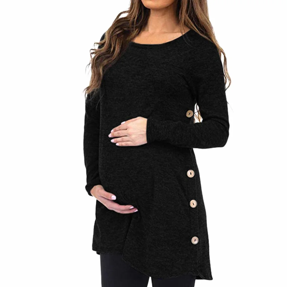 Pull de Maternité Sweat à Capuche Zippé pour Femmes Enceintes Veste Casual avec Poches