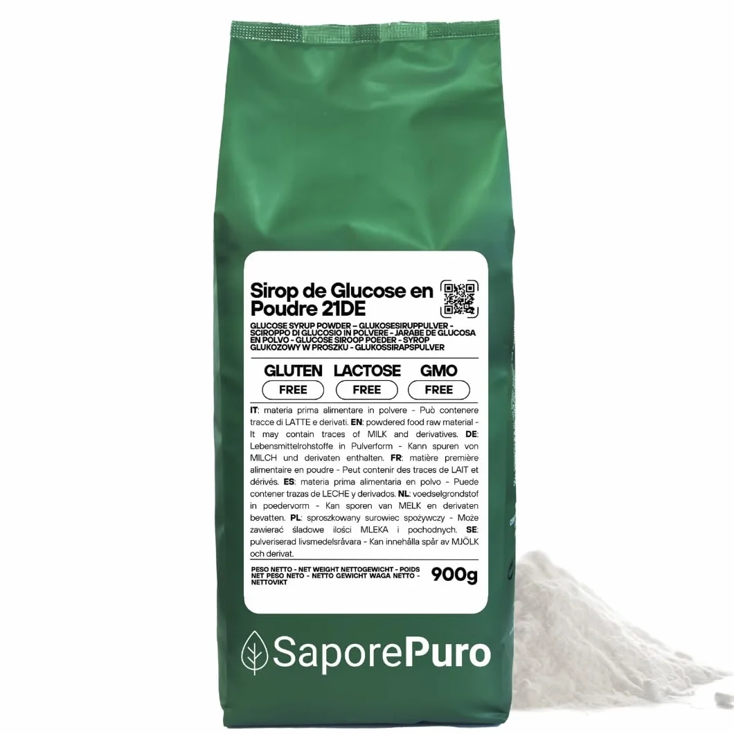 SaporePuro Sirop de Glucose en poudre 900 g - Idéal pour les desserts, glaces et sorbets