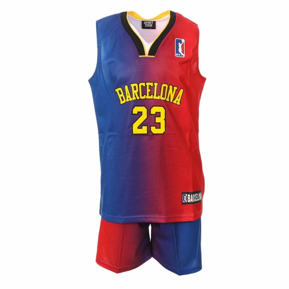 Barcelona Ensemble de basket Bleu/Rouge Enfant