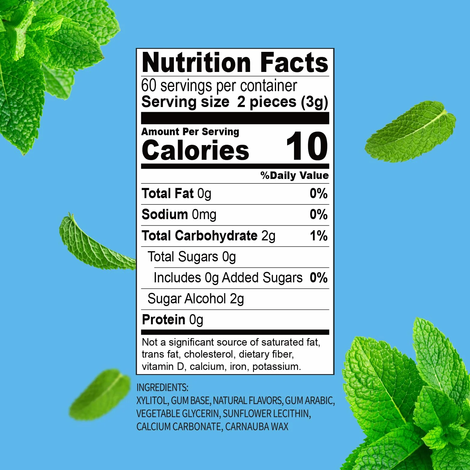 DC24 DAILY CARE 100% Xylitol Gum, sans aspartame, chewing-gum à la menthe poivrée sans sucre, 60 pièces, paquet de 2