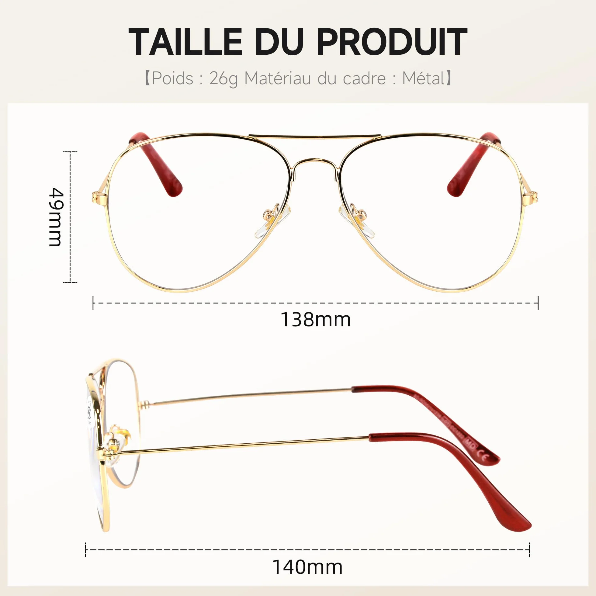 NEW VISION Gafas Presbicia Hombre Estilo Aviador Retro Montura Metálica NV8132