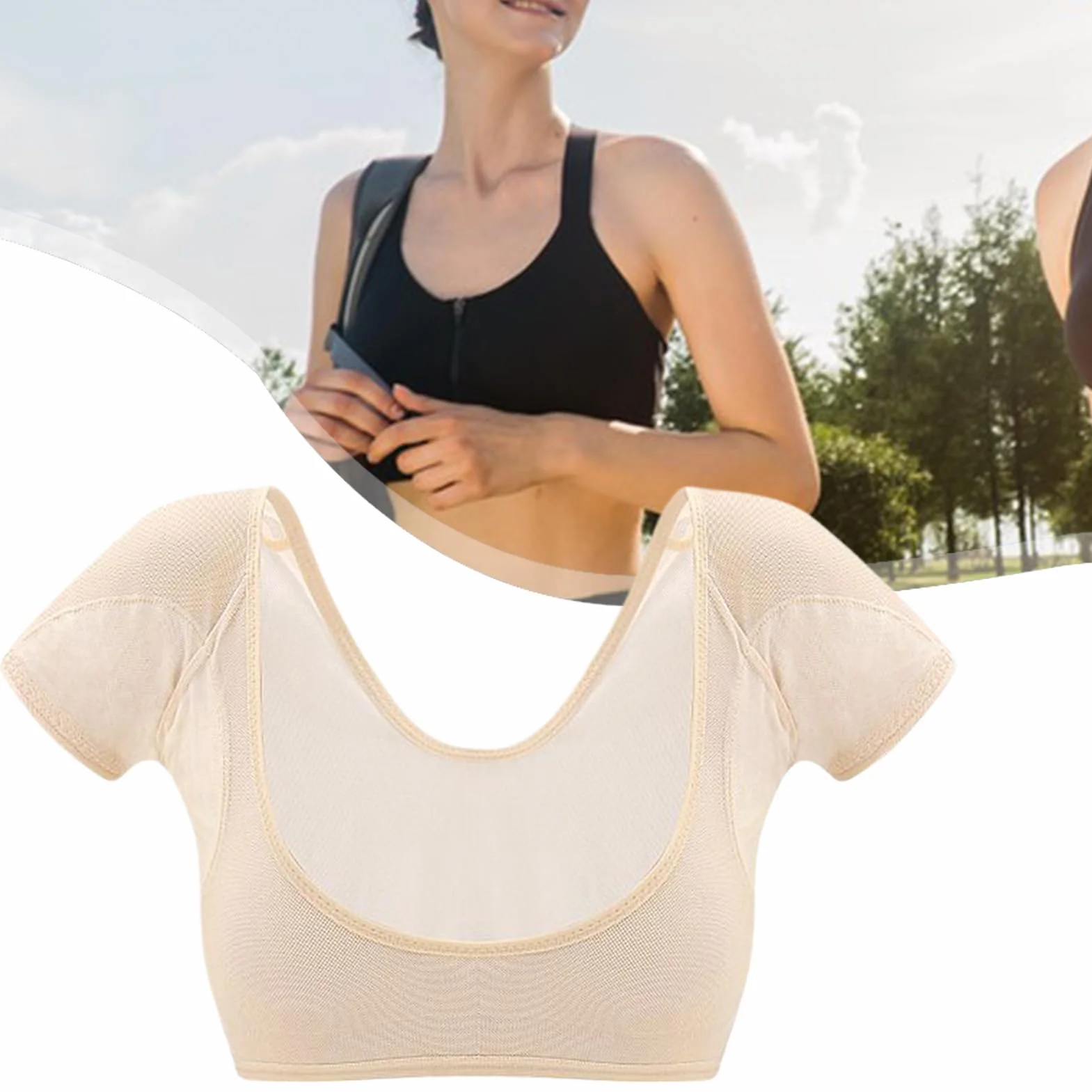 Gilet de sudation aux aisselles anti-transpiration lavable respirant à manches courtes séchage rapide femme