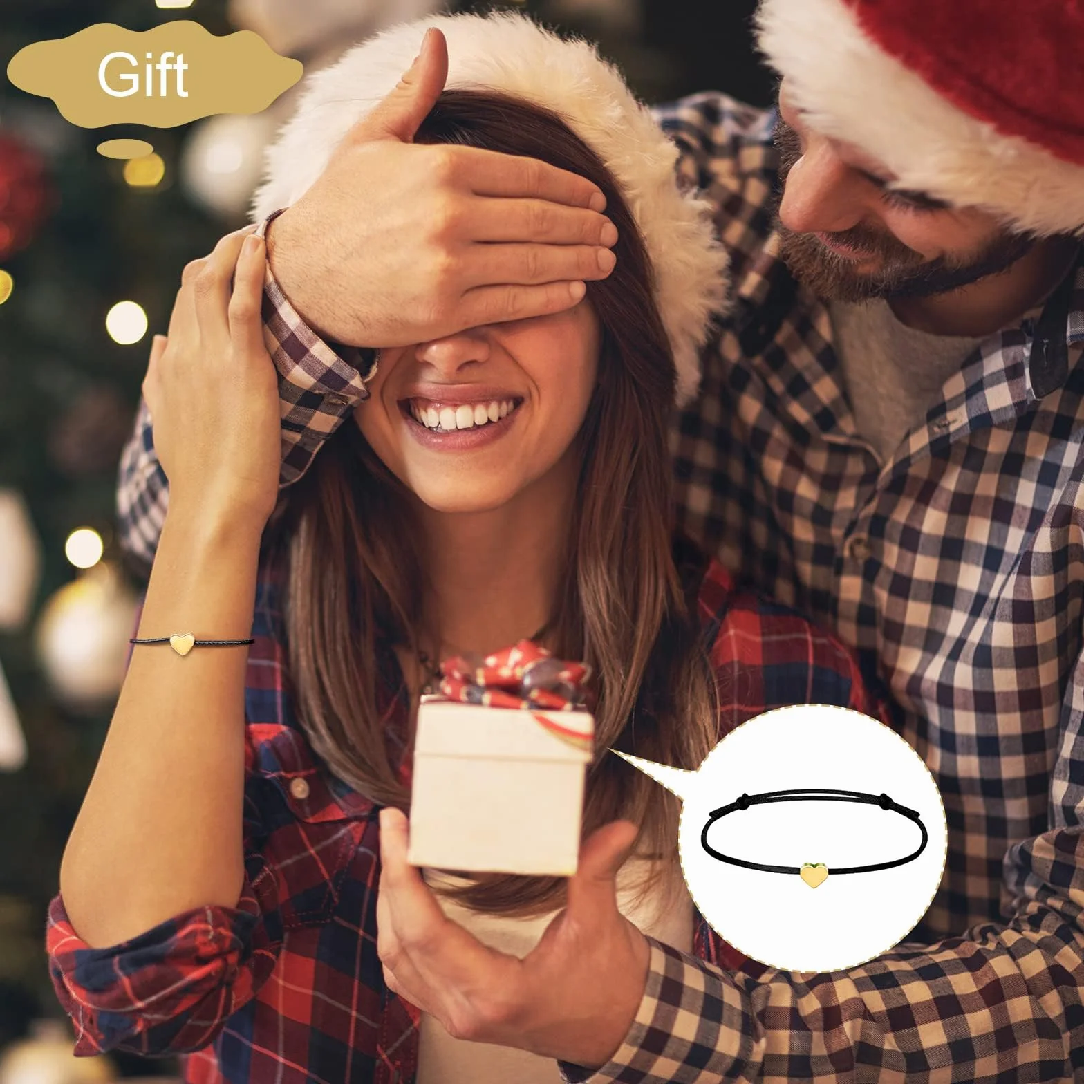 Bracelets d'Amitié en Forme de Cœur, Tressés à la Main Réglables, Cadeau pour Femmes et Couples