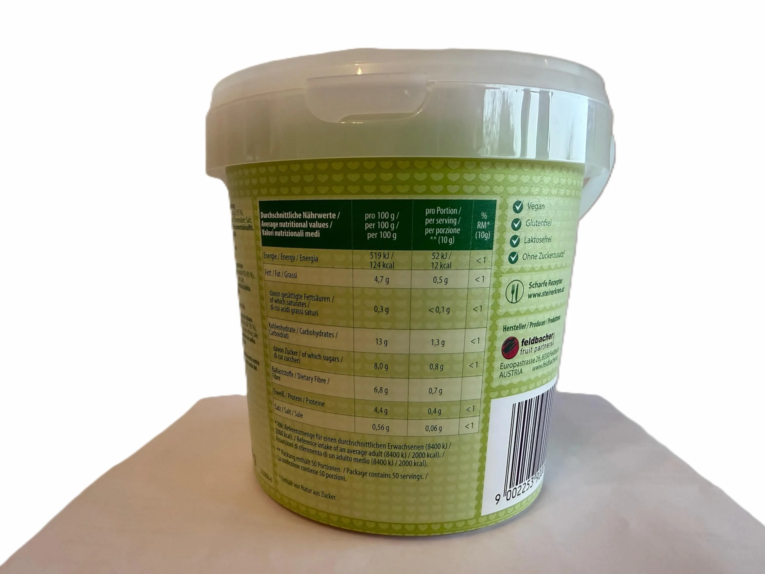 Generisch Raifort Traditionnel Autrichien, 500g, Râpé, Végétalien, en Pot en Plastique avec Couvercle, 50 Portions