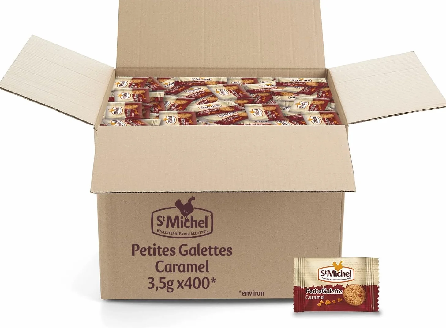 Saint-Michel - Petites Galettes au Caramel - Lot de 400 Sachets Individuels - Idéal Pause Café