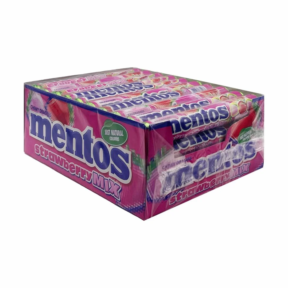 Paquet de 40 rouleaux dragées Mentos strawberry mix