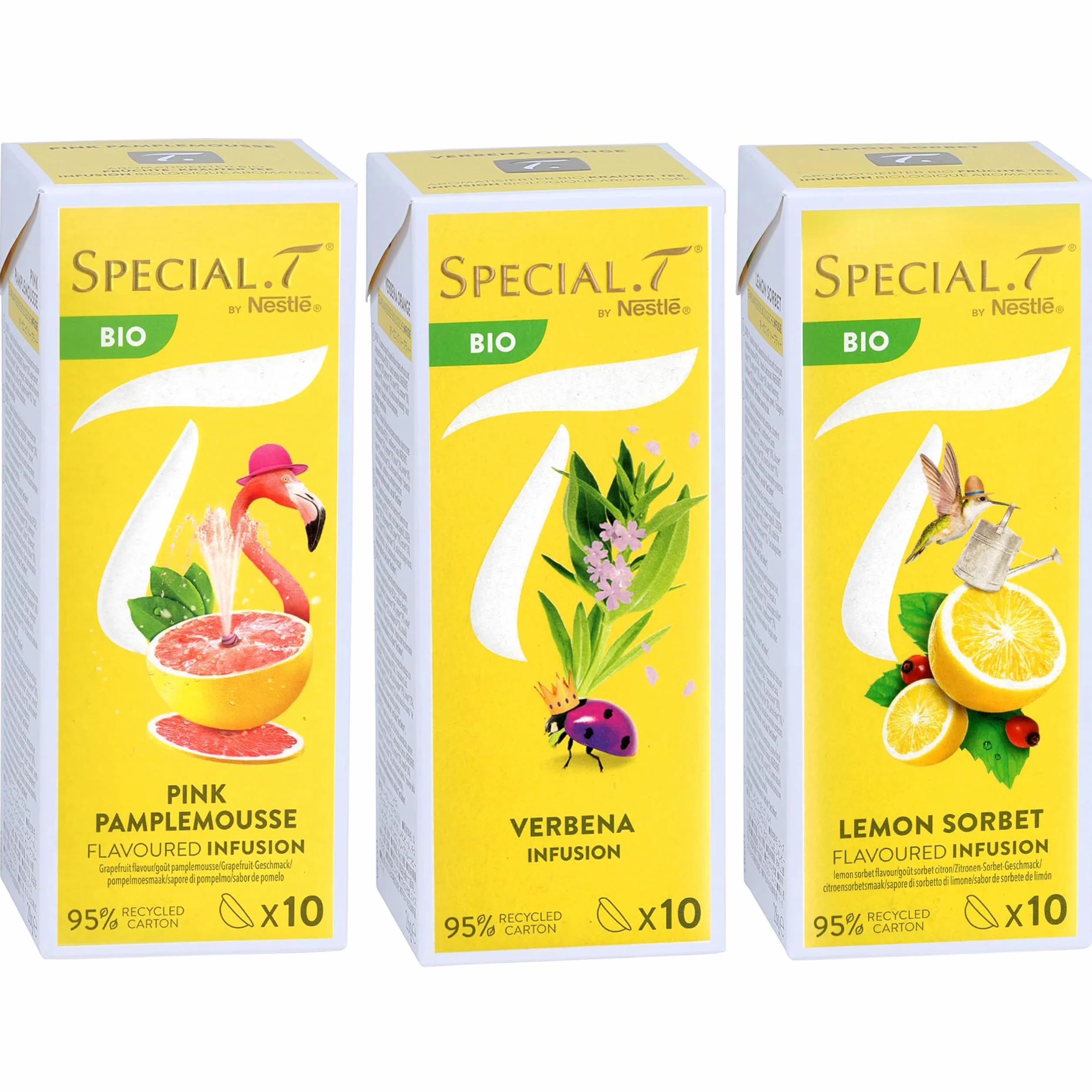 Spécial T 30 capsules - Mélange d'agrumes Bio - Pamplemousse rose, verveine et sorbet citron - 10 capsules par paquet - pour machine à thé Nestlé - Infusion de thé