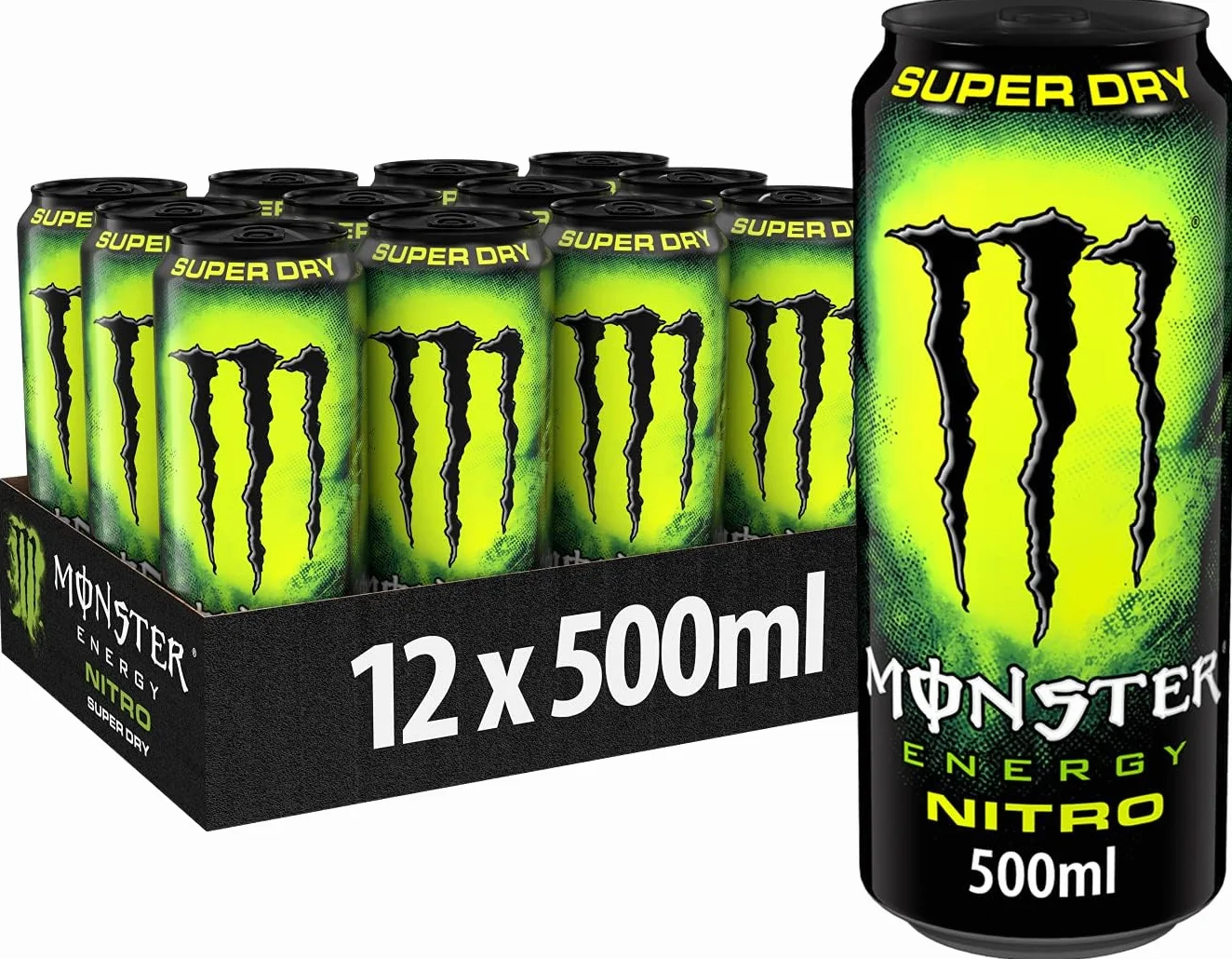 Monster Nitro Lot de 12 boissons énergisantes super sèches 500 ml