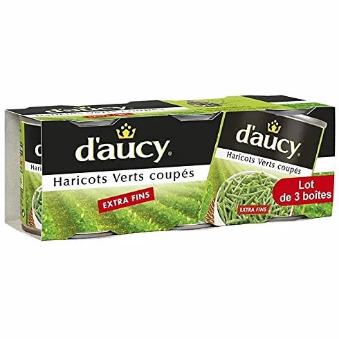 D'AUCY - Haricots Verts Extra Fins 330g - Perles de Jardin aux Saveurs Naturelles - Préparés avec soin pour une dégustation savoureuse et saine - Le Lot De 4