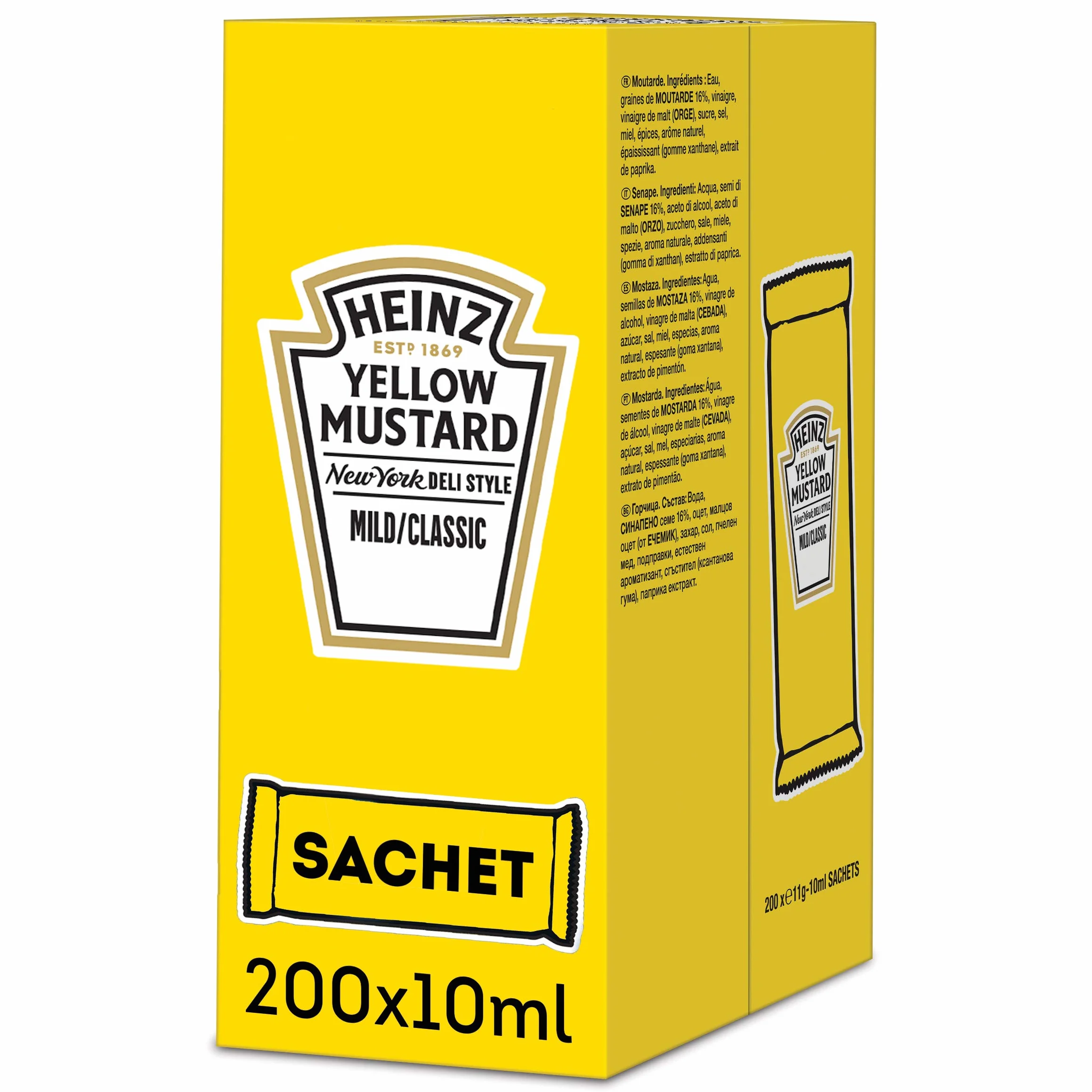 Heinz Yellow Mustard Classic Sachet 10ml x 200