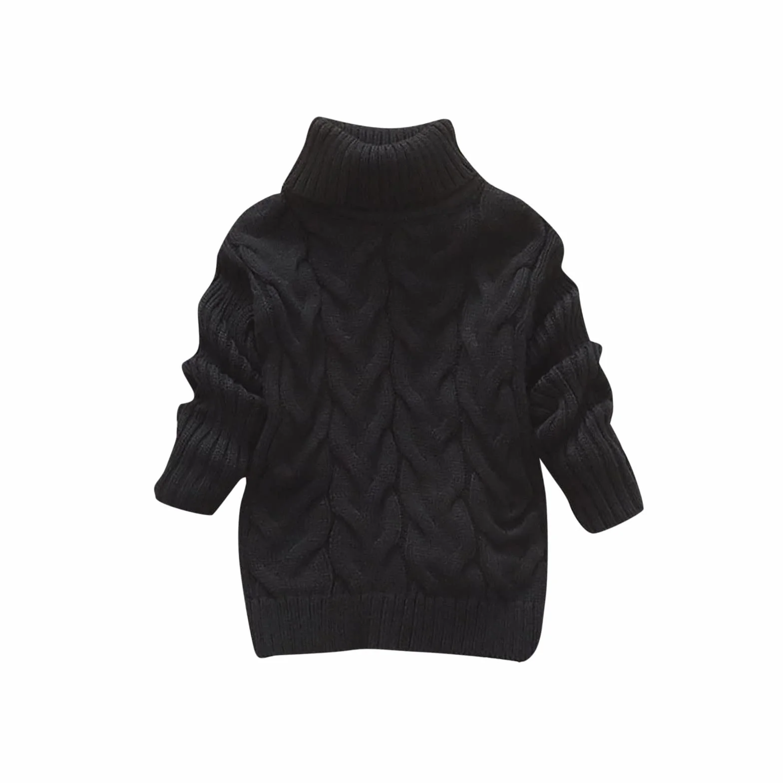 Pull à motif torsadé pour enfant - Col roulé - Pull en tricot chaud d'hiver pour fille - Grosse maille