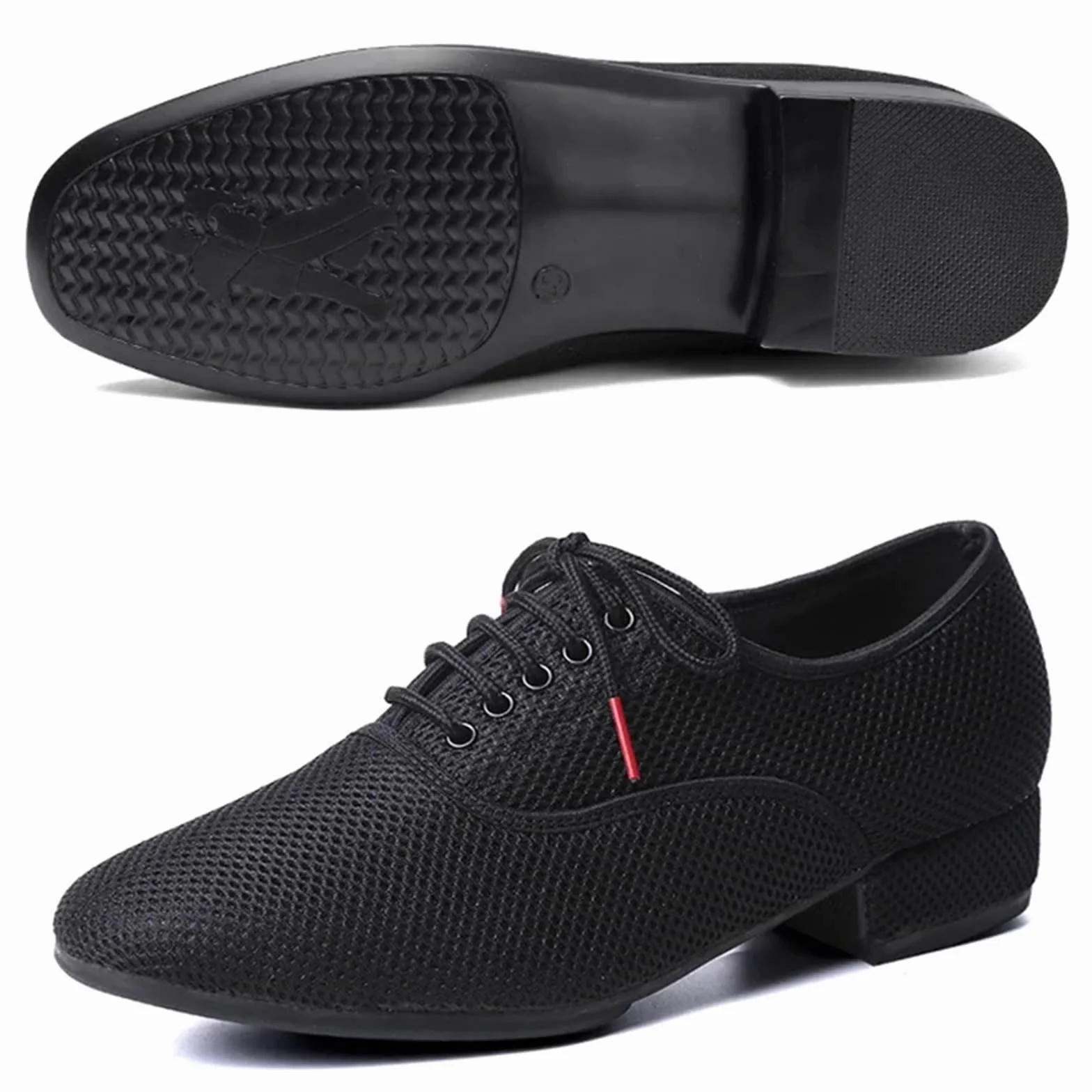 Chaussures de danse latine homme Salsa Jazz Tango maille noire semelle souple