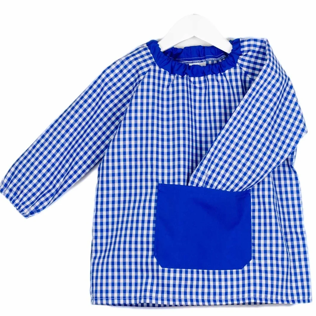 Tablier Blouse sans Boutons pour Enfants à Carreaux École Travaux Manuels