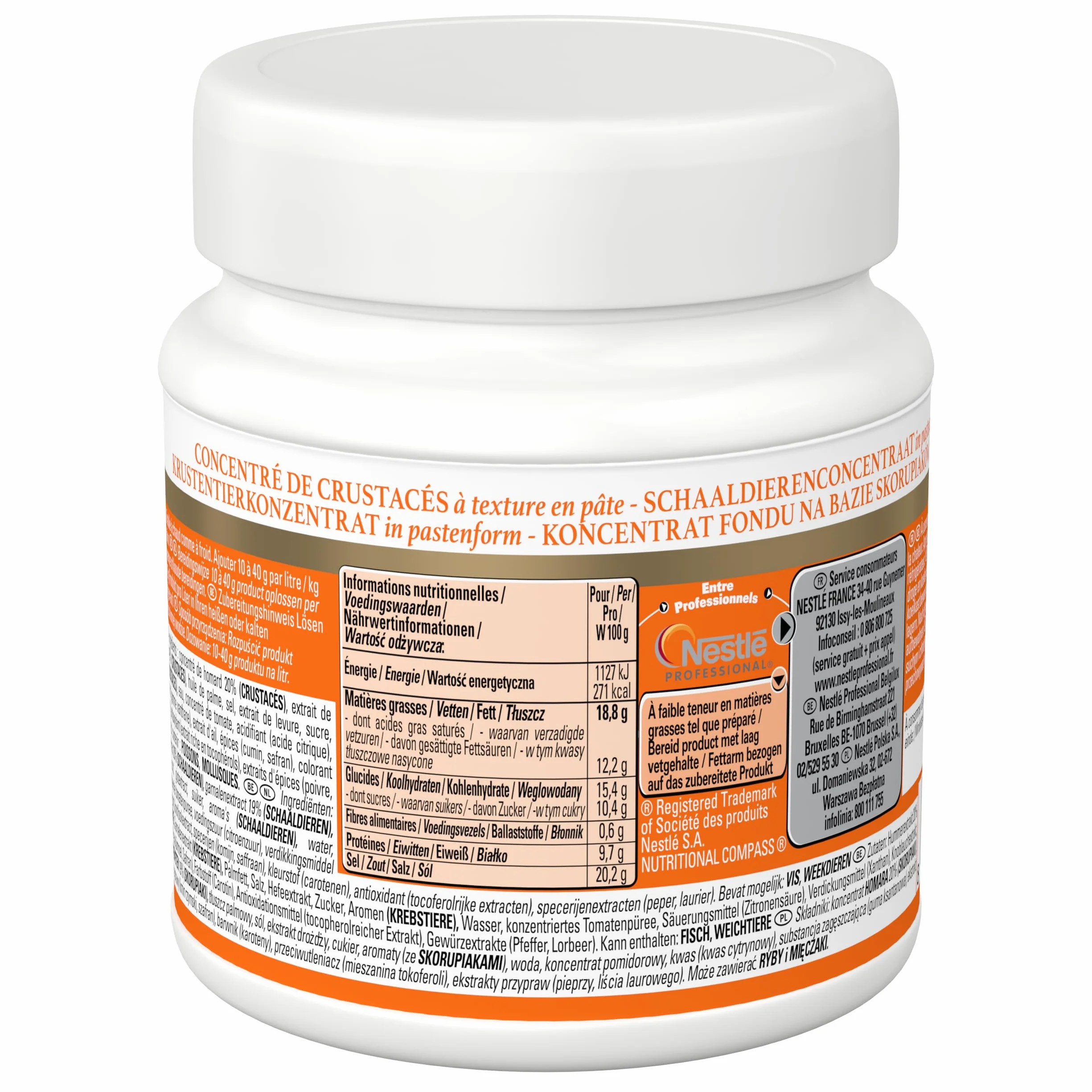 CHEF Concentré de Crustacés - En Pâte - En Liaison Chaude et Froide - Réhausse le Goût de Préparation de Crustacé - Aide Culinaire, Sauce, Fonds, Fumet - Pot de 580g pour 14,5L à 58L