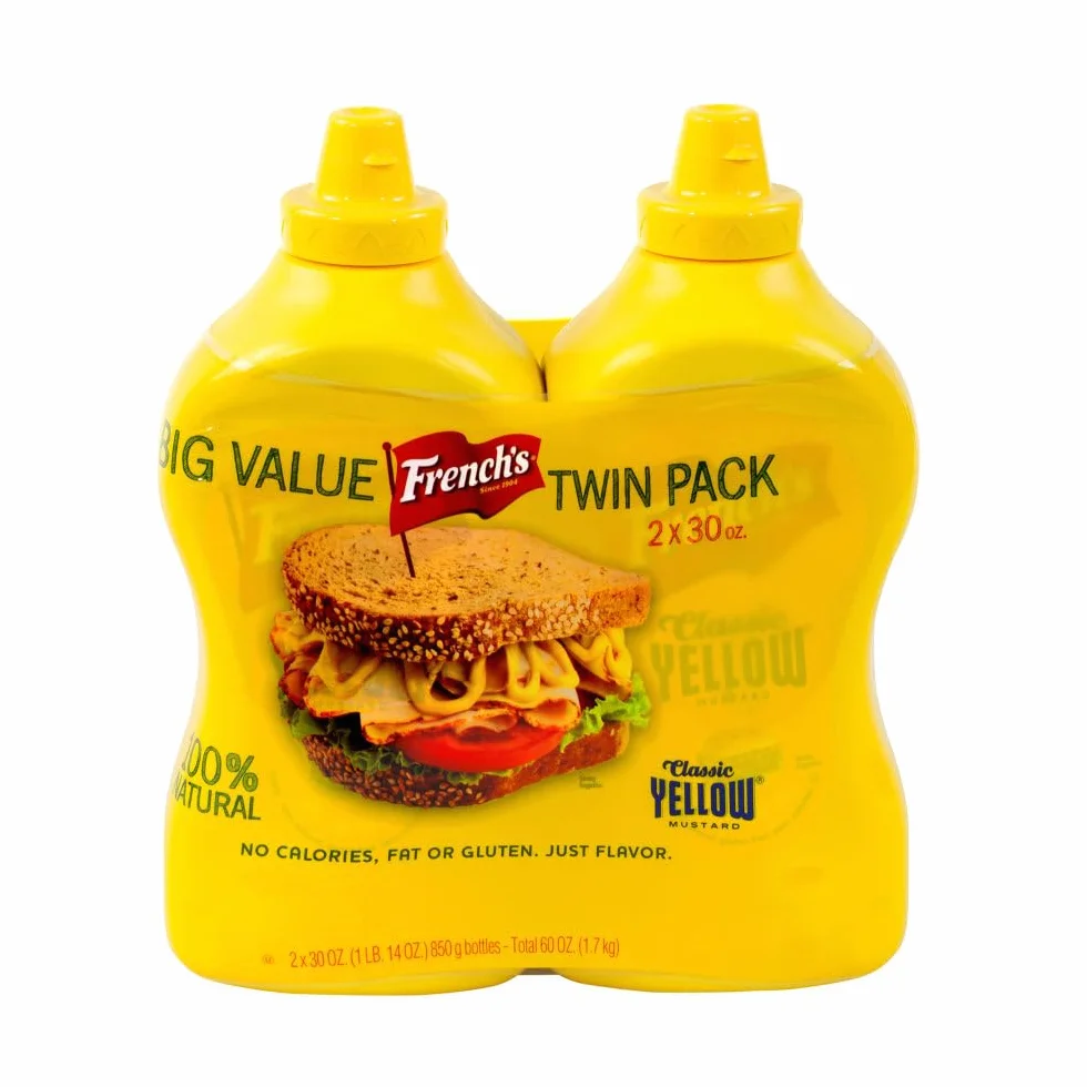 French's Classic 100% Natural Yellow Mustard Pack of 2 30 oz Bottles