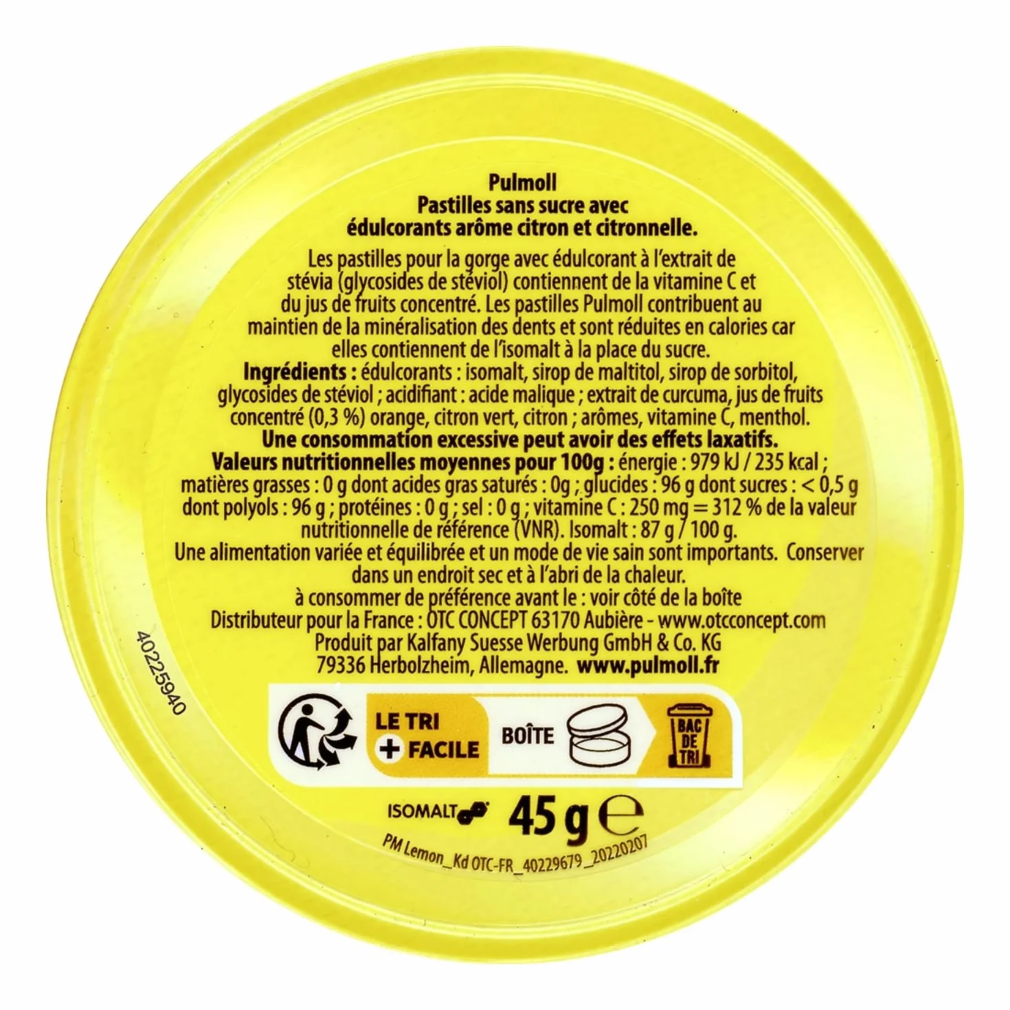 Pulmoll Pastilles Citron Depuis 1946