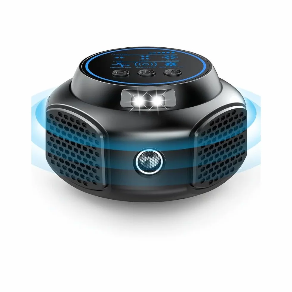 Professionnel Ultrason Souris et Rats Puissant à Large Portée - Répulsif Souris pour Intérieur avec Lumière LED, 360°Ultrason Rongeur, Effets pour Rats, Souris, Campagnols et Loirs