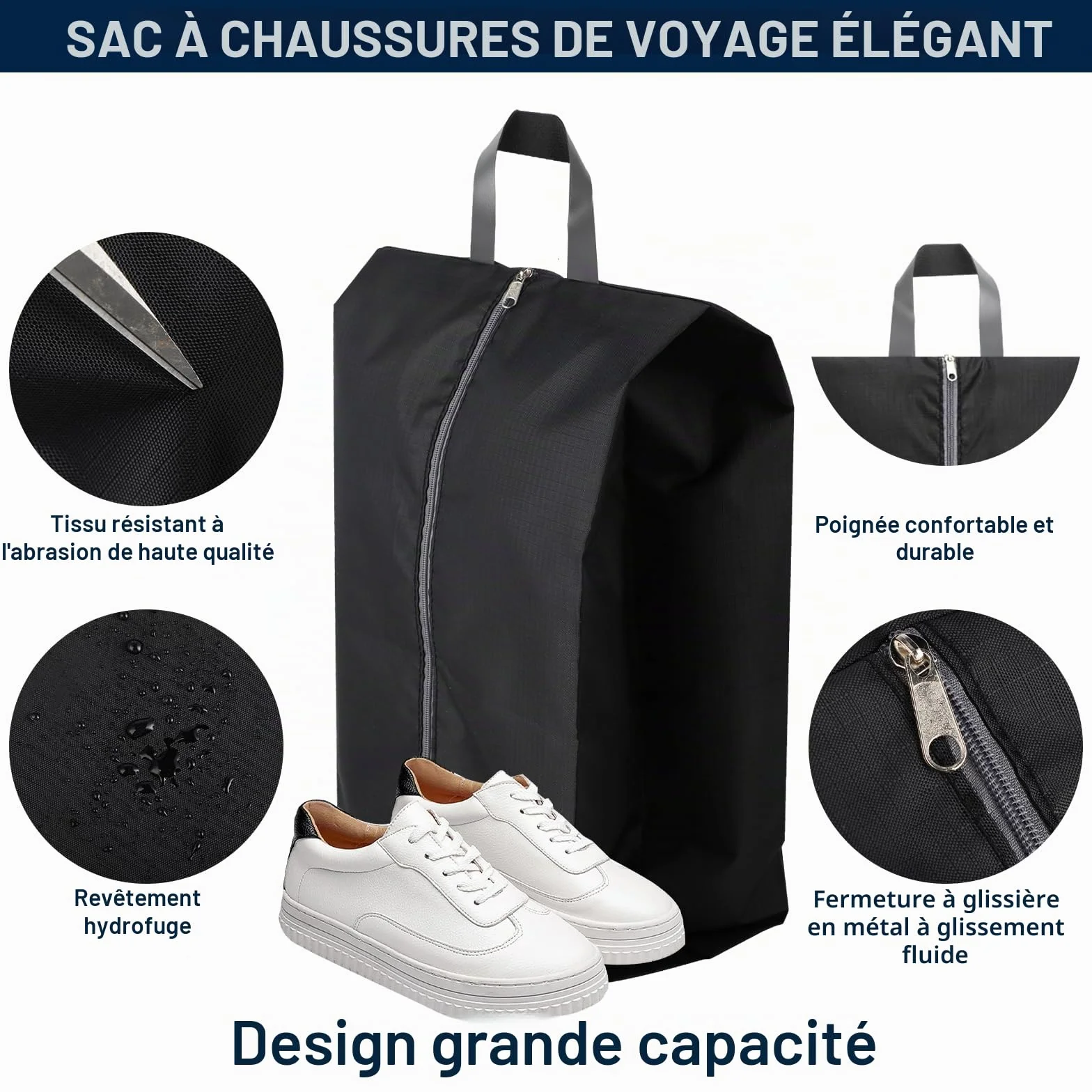 Housses Chaussures Imperméables Set De 2 Sac Chaussures Voyage Grand Sac Chaussures Bagages Noir