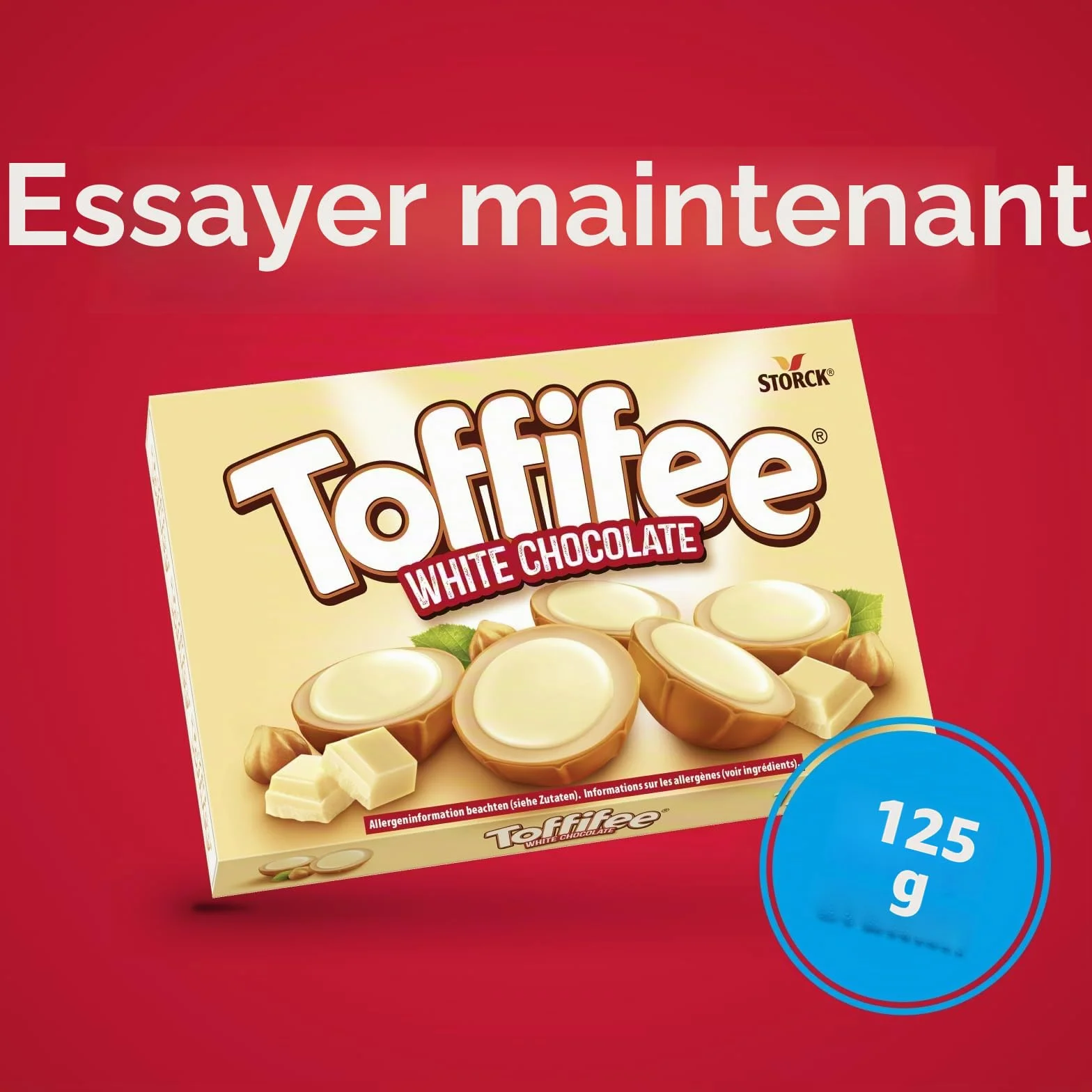 Toffifee White Chocolate - 1 x 125 g - Noisette caramel avec crème claire et chocolat blanc - Idéal pour grignoter et partager ensemble