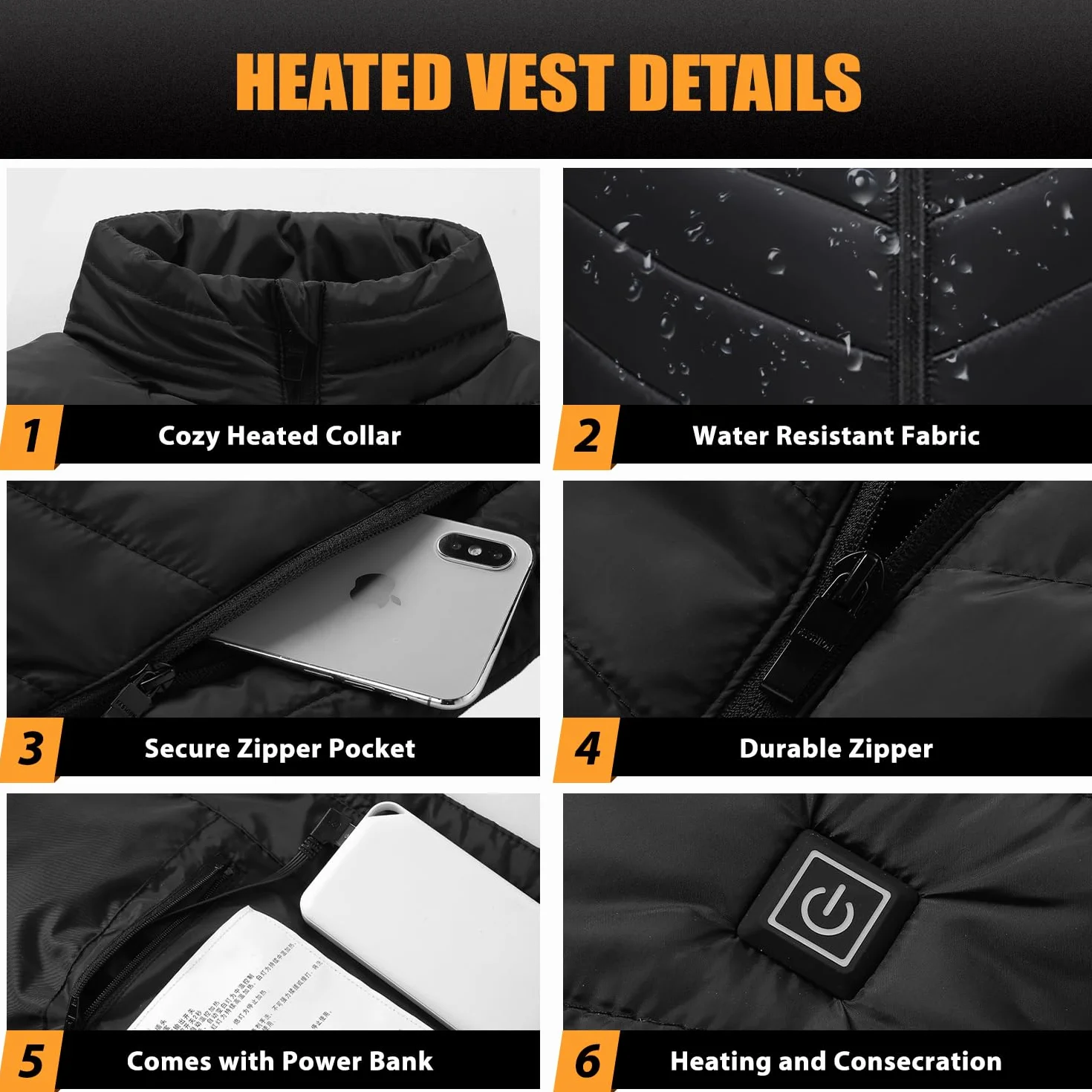 Veste Chauffante Intelligente Rechargeable avec Banque de Puissance Incluse pour Hommes et Femmes