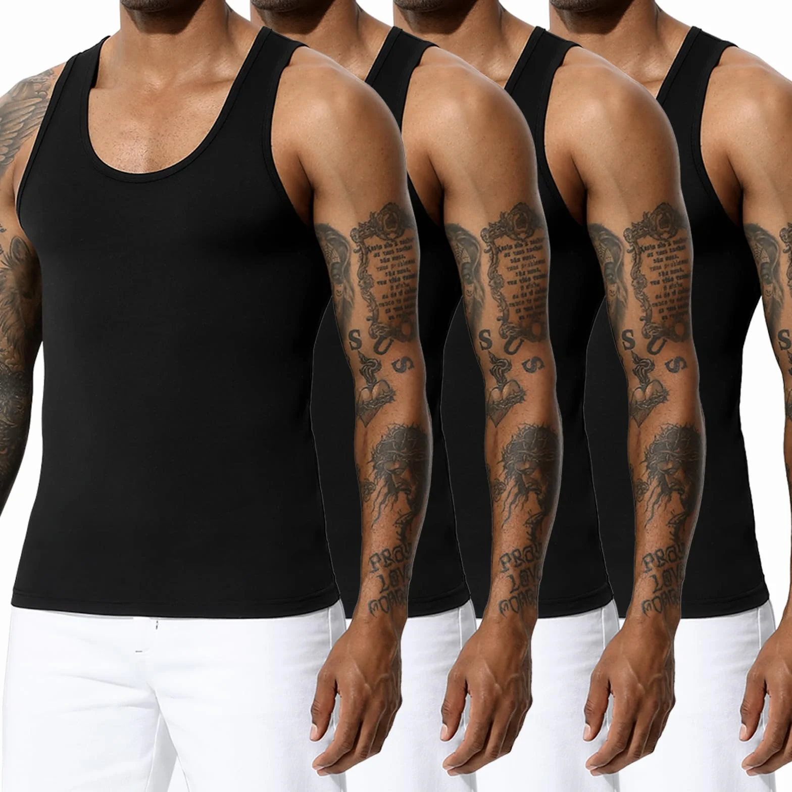 Casey Kevin Débardeur Homme Lot de 4 sans Manches Sport Musculation Respirant