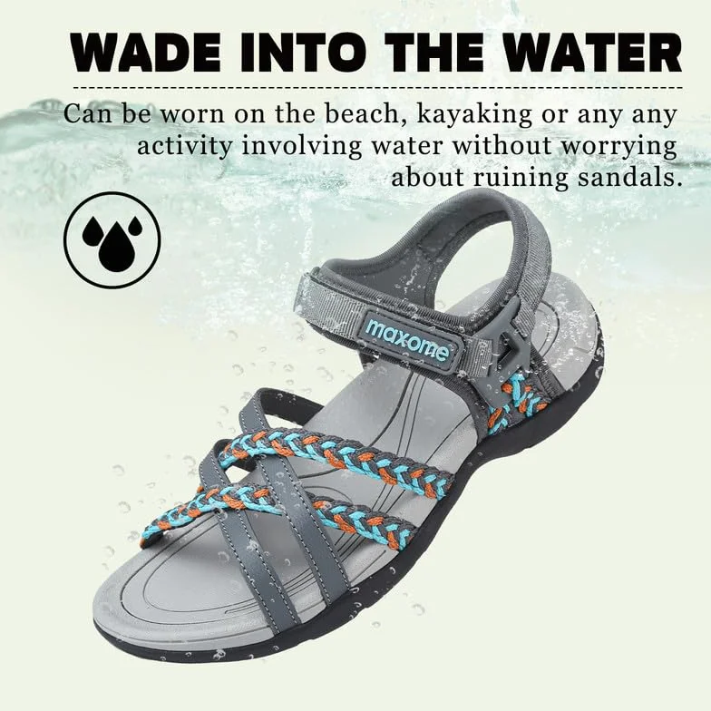 Maxome Sandales de randonnée pour femme confortables légères marche été sangles fermeture auto-agrippante plage