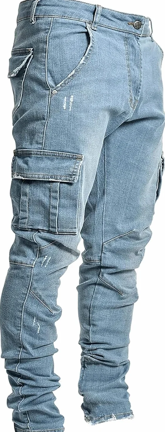 Jeans pour Homme Pantalon Denim Slim Travail Hip-hop Vintage