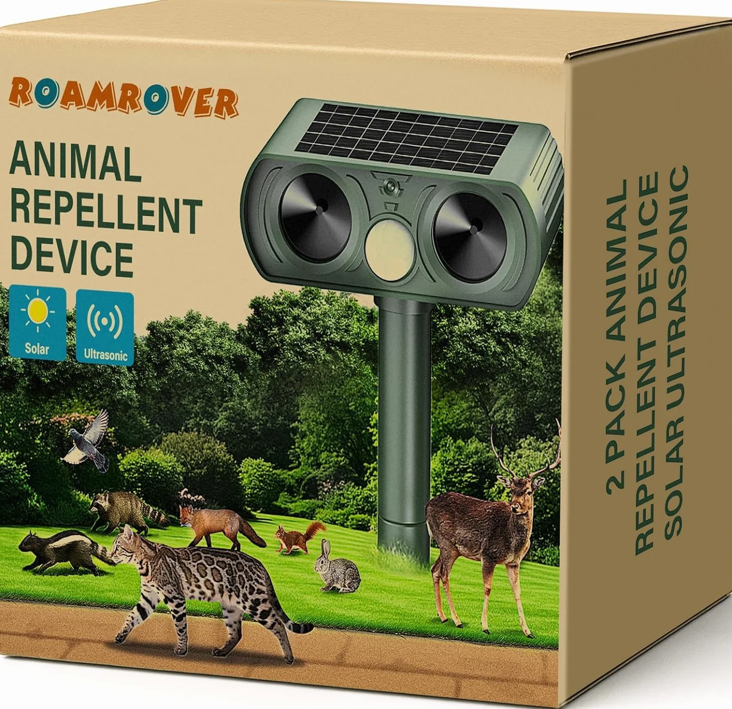 Repulsif Chat Exterieur Solaire, Répulsif Chat Ultrason, Repousse efficacement Les Chats, Les Oiseaux, Les Renards, Les ratons laveurs, Les Lapins et Les rongeurs.