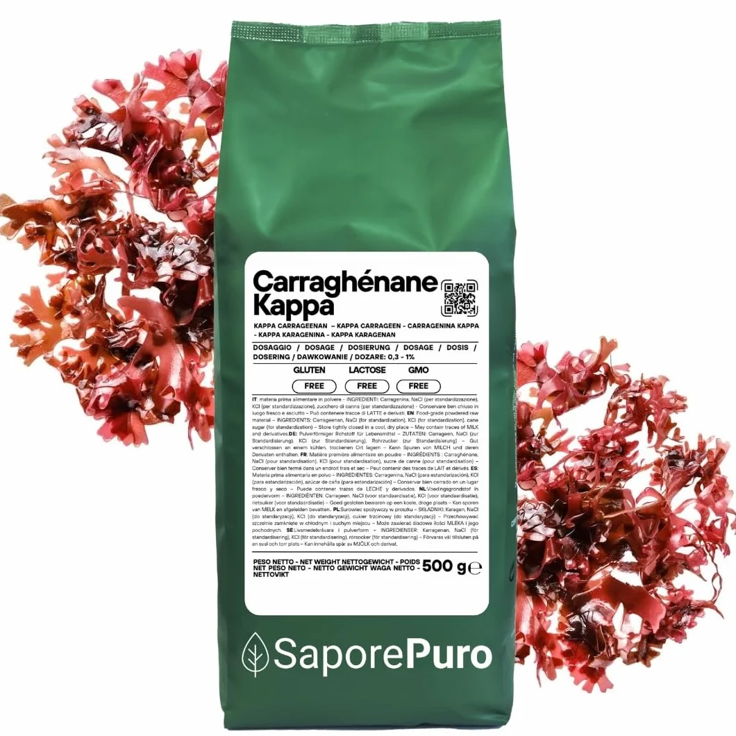 SaporePuro Carraghénane Kappa en Poudre 500 g – Sans Gluten – Gélifiant et Stabilisant pour Préparations Salées, Viandes, Gelées et Desserts