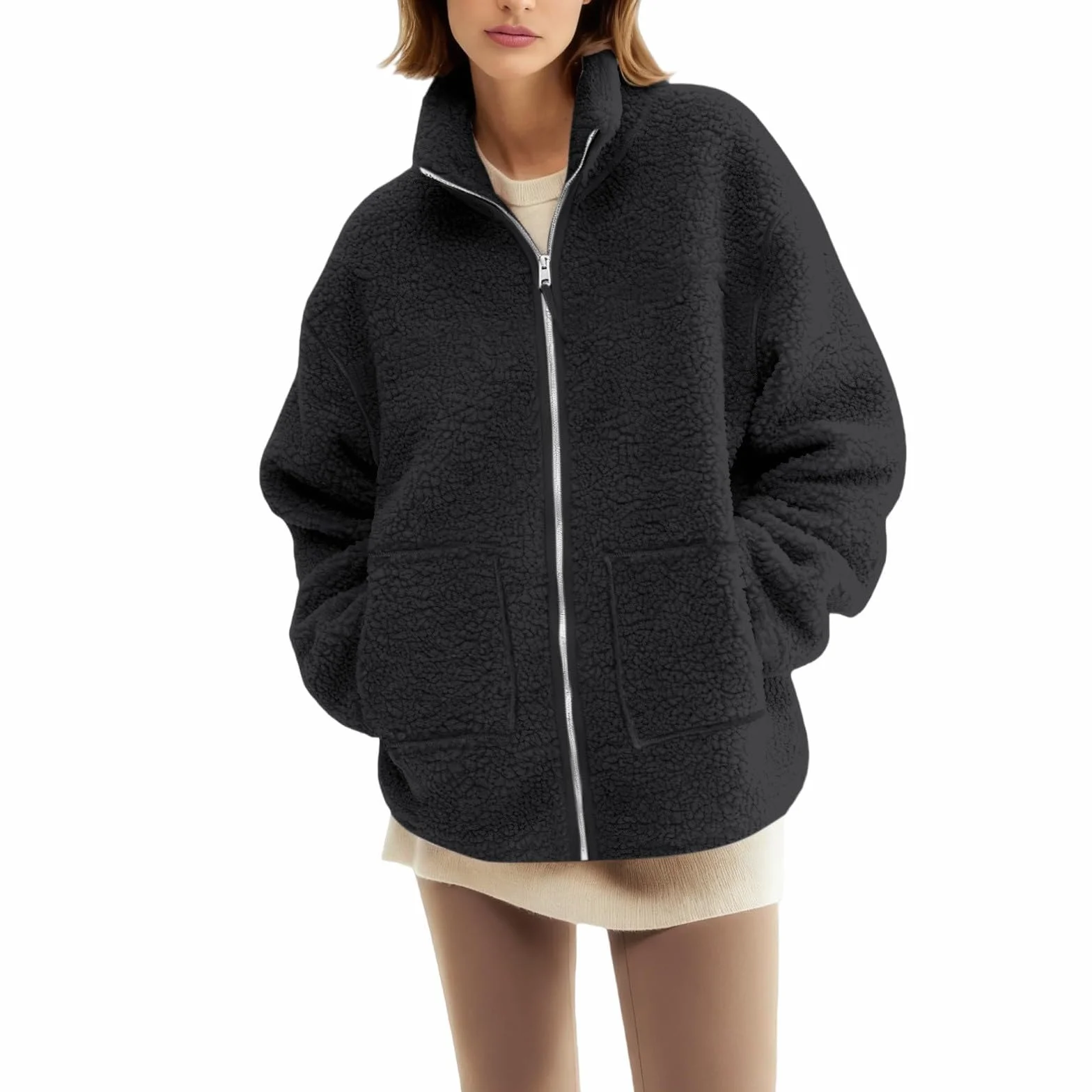 Veste de maternité 2 en 1 pour femme - Veste d'hiver chaude en peluche polaire