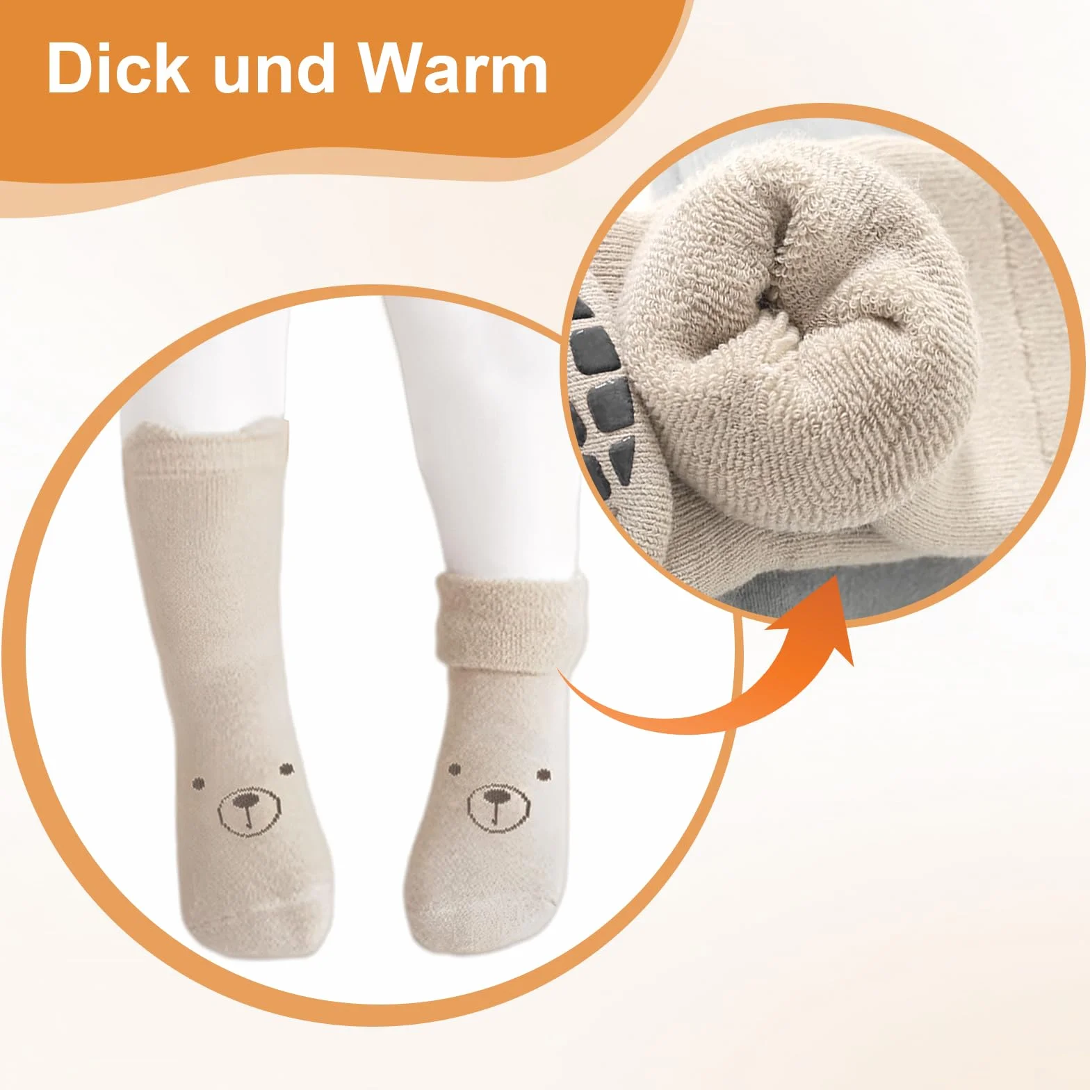 Chaussettes Antidérapantes Bébé, Chaussette Bebe en Silicone, 5 Paires, Motifs Intéressants