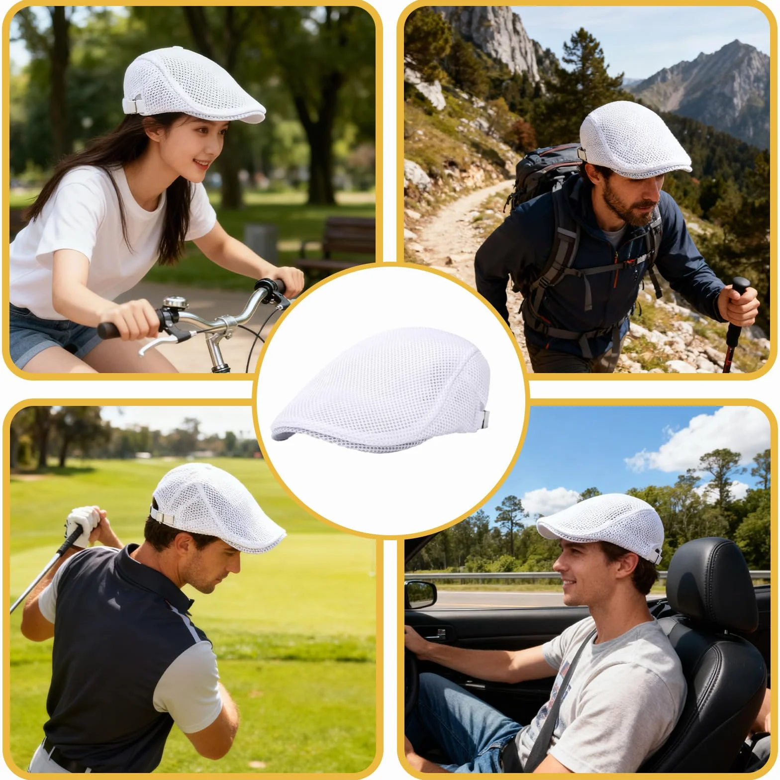 Casquette Beret Homme Ete Blanche Acrylique Respirant Confortable