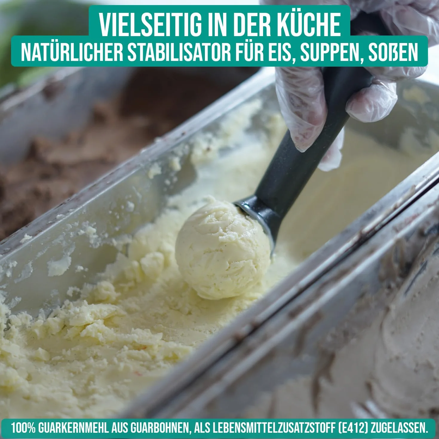 RheinNatur Guarpitmeel, 1 kg, guar gumpoeder als natuurlijke stabilisator voor ijs, soepen, sauzen, plantaardig bindmiddel en verdikkingsmiddel, smaakneutraal en veganistisch, zakje van 1000 g 1000g