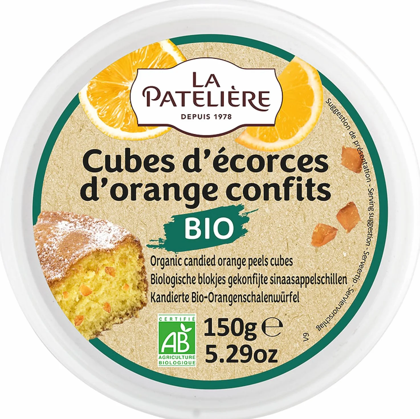 LA PATELIERE Cubes d'Ecorces d'Oranges Confits Bio 150 g (Lot de 3)