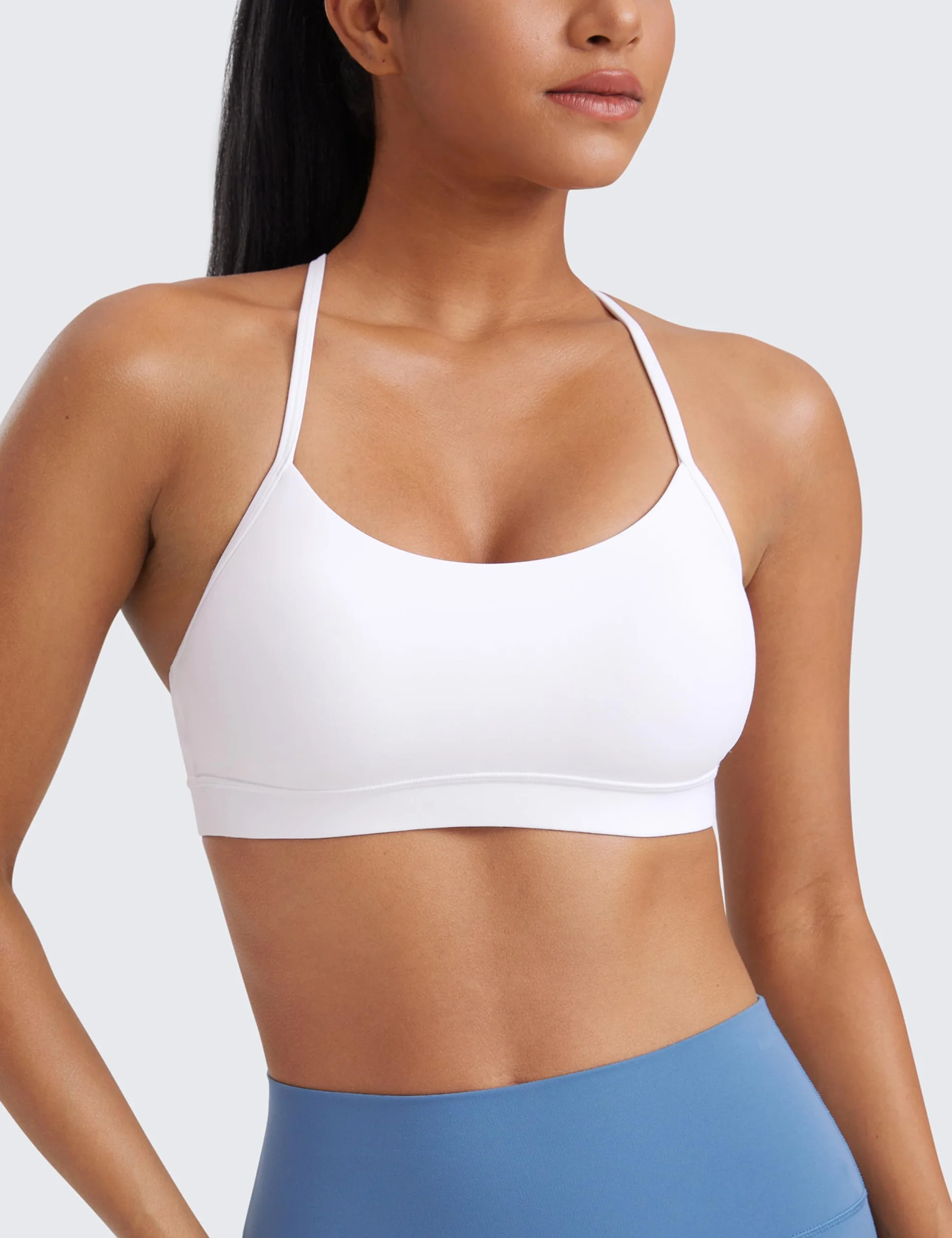 CRZ YOGA Butterluxe Soutien-Gorge de Sport Y Dos Nageur Spaghetti Straps Faible Impact Rembourré Yoga Bra