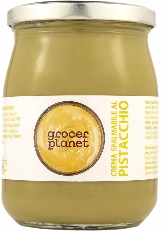 Grocer Planet - Crème Douce de Pistaches (600g) | Avec 45% de Pistaches | Cuisine Italienne Gourmet | Ideal pour les petits déjeuners et les desserts