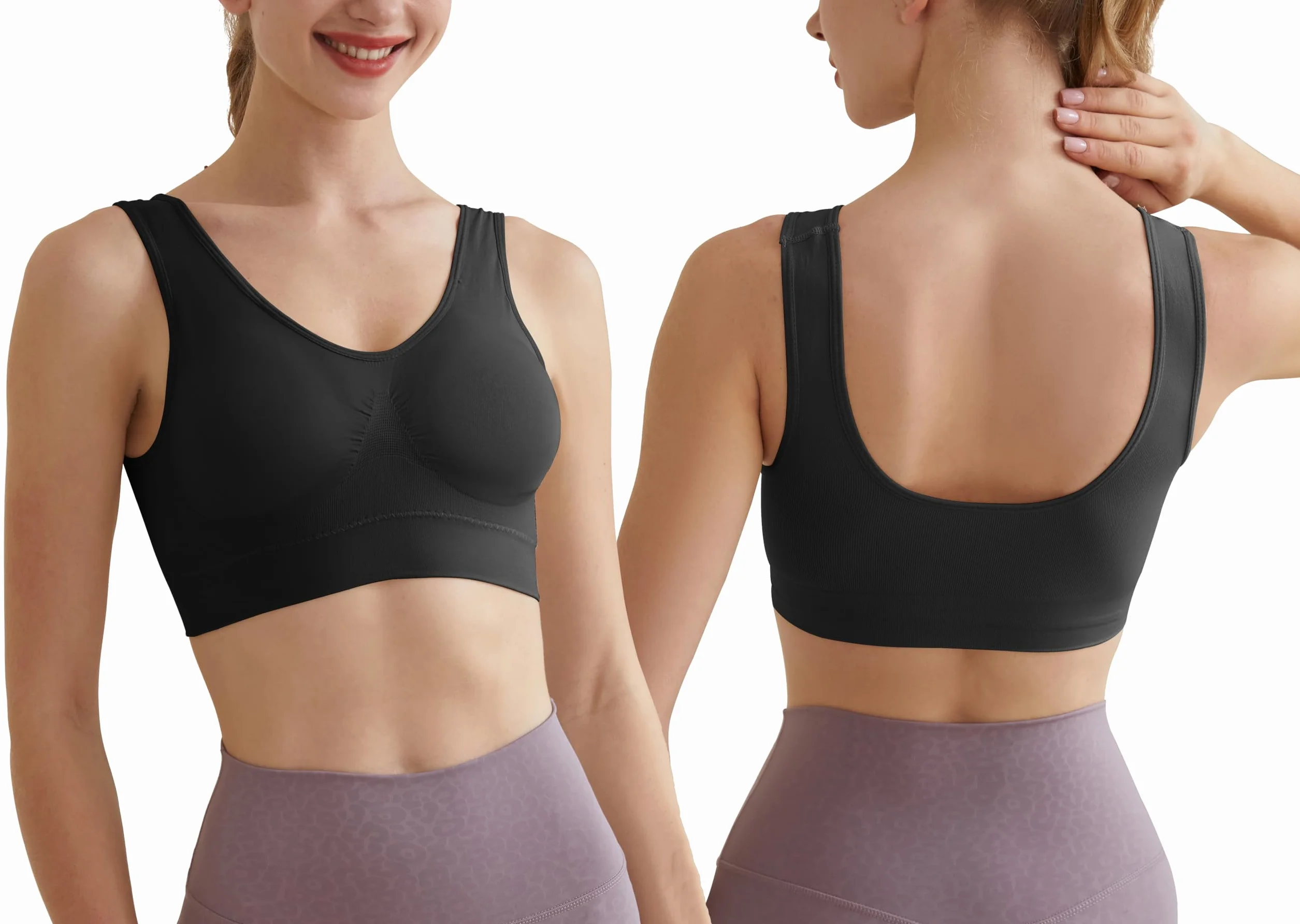 Lot de 3 Soutiens-Gorge de Sport Femme sans Armatures Grande Taille Football Running Yoga Brassière