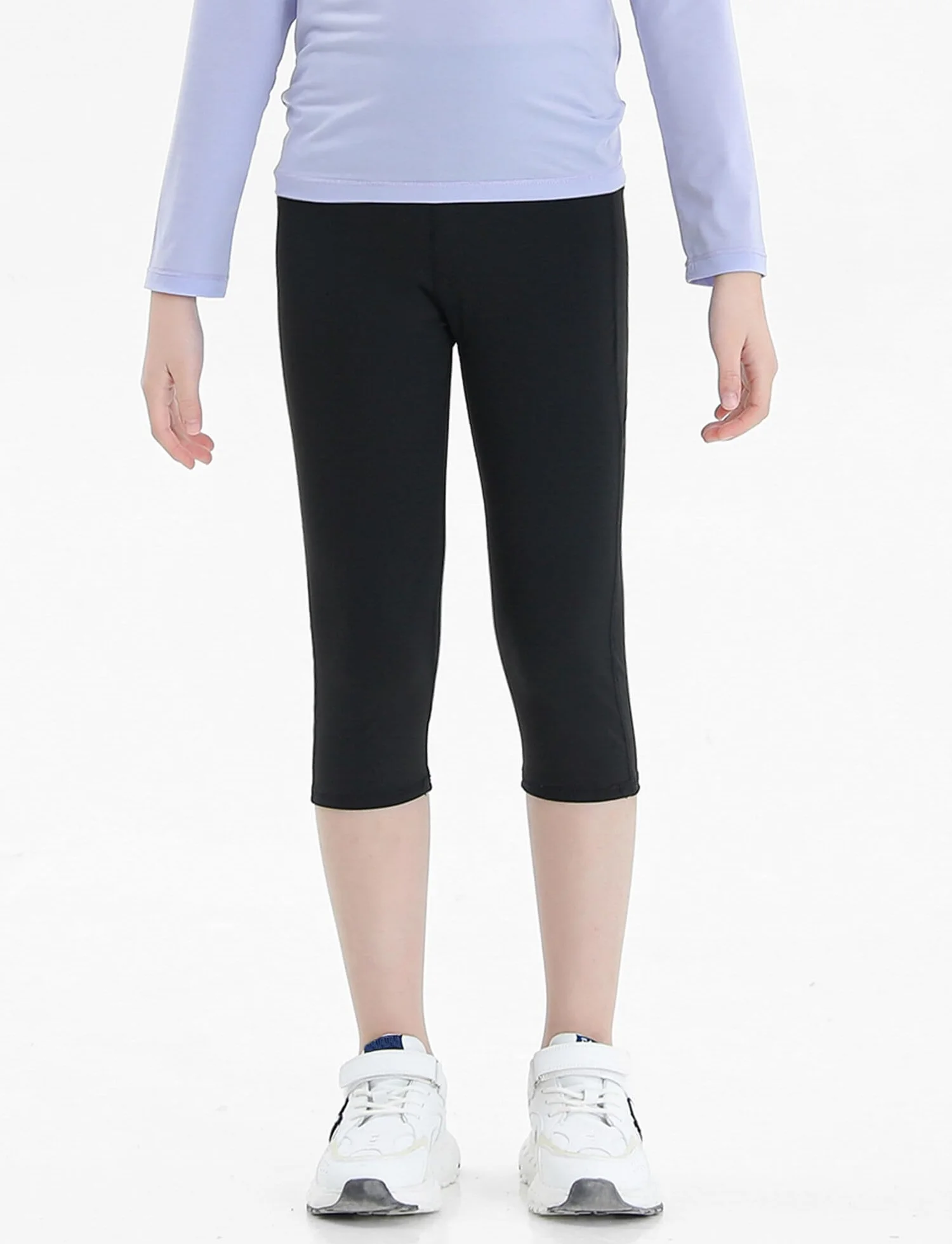 SEAUR Pantacourt Legging Sport Fille 4-12 Ans Leggings Enfant Gym Fitness Yoga 100-150CM