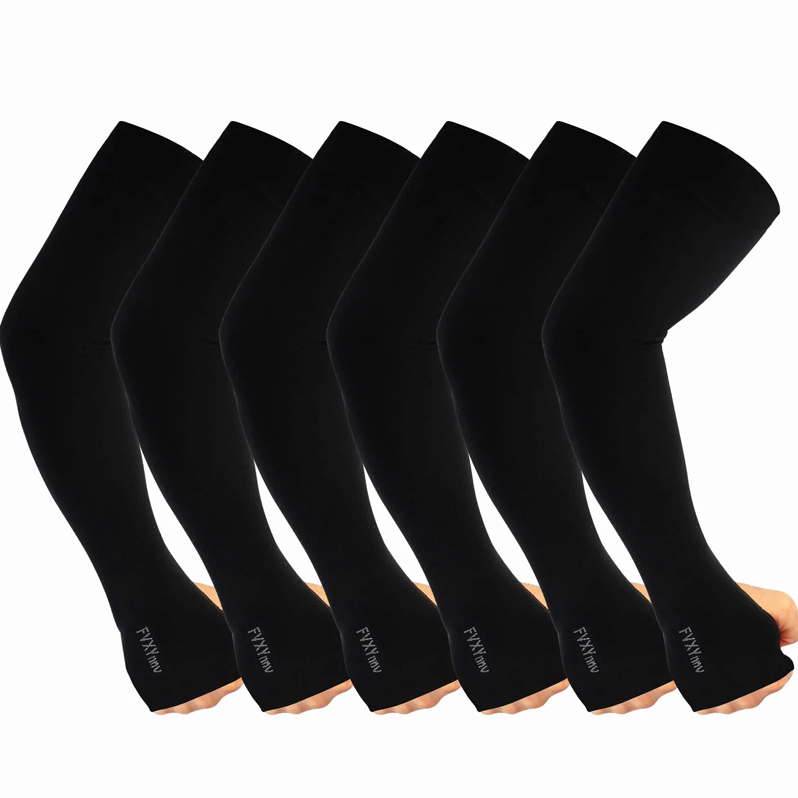 Manchette Bras Anti UV UPF50+ Lot de 6 Paires Noir