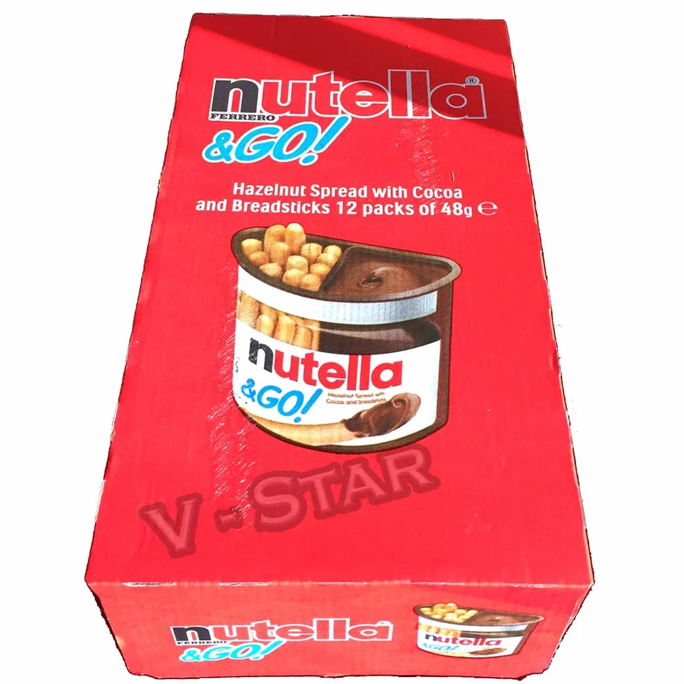 Boîte complète de NUTELLA Ferrero & GO Pâte à tartiner noisette & Bâtonnets de pain malté 12 x 48 g