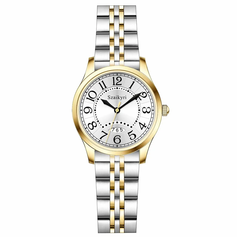 Montre Classique pour Femmes avec Chiffres Arabes Calendrier Résistant à l'Eau