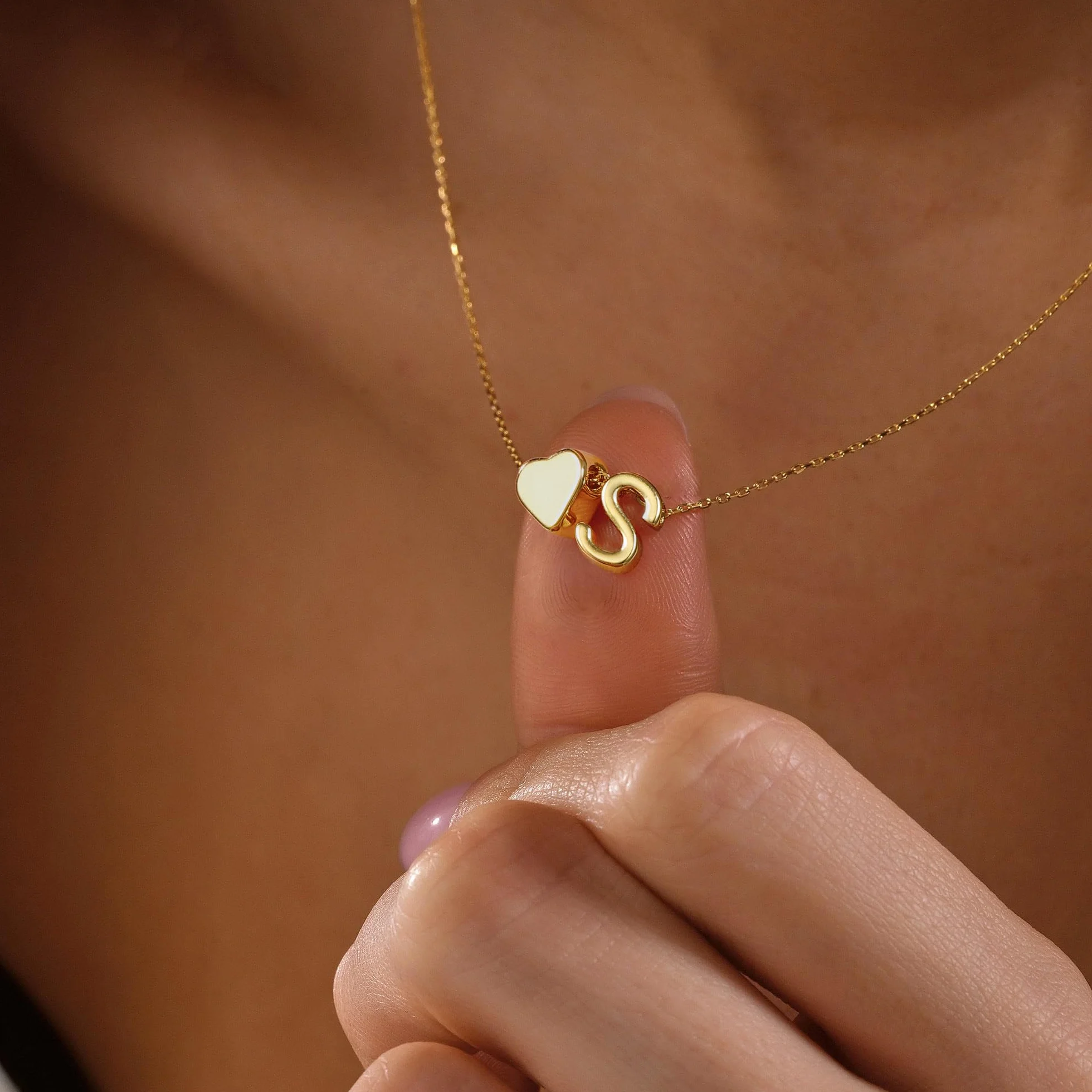 TINGN Collier Coeur Femme Fille 14 Carats Plaqué Or Initiale Lettre Coeur Pendentif